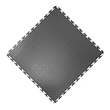 Vario24 PVC Bodenfliese 1 m² (4 Fliesen), extrem belastbar, Bodenbelag, Garagenboden, Industrieboden, nicht die Light Version (Noppen-dunkelgrau)