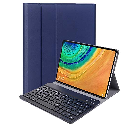 YGoal Tastatur Hülle für Huawei MatePad Pro,(QWERTY Englische Layout) Ultradünn PU Leder Schutzhülle mit Abnehmbarer drahtloser Tastatur für Huawei MatePad Pro Tablet, Blau