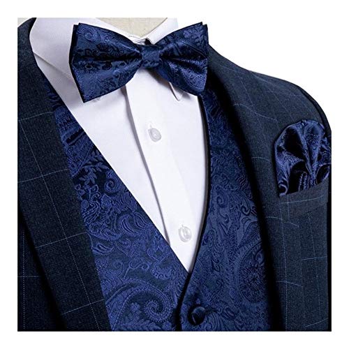 Herrenweste Goldfestes Seide Hochzeit Weste for Männer Cufflink Cravat Set for Klage-Smoking Sleeveless (Color : MJ 120, Size : XXL.)