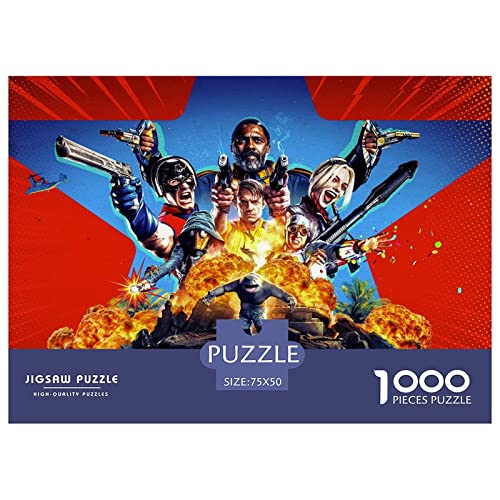 Suicide Squad Premium Holz Puzzles 1000 Teile Harley Quinn,Geburtstagsgeschenk,Geschenke Für Frauen,Wandkunst Für Erwachsene Und Jugendliche Herausforderung Geschenke 1000pcs (75x50cm)