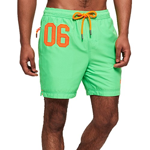 Superdry Badeshorts Herren Waterpolo Swim Shorts Deck Bright Green, Größe:XL