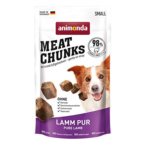 Animonda Meat Chunks, Fleischsnacks für ausgewachsene Hunde, Lamm pur, Small, 60 g