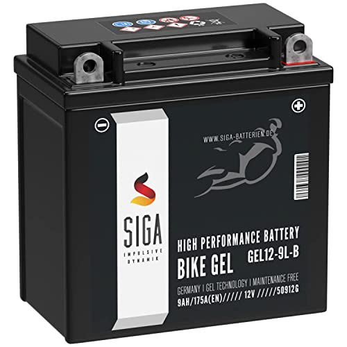 SIGA YB9L-B GEL Motorradbatterie 12V 9Ah 175A/EN GEL12-9L-B GEL Batterie 12V 50912 YB9L-A2 12N7-3B 12N9-3B auslaufsicher wartungsfrei