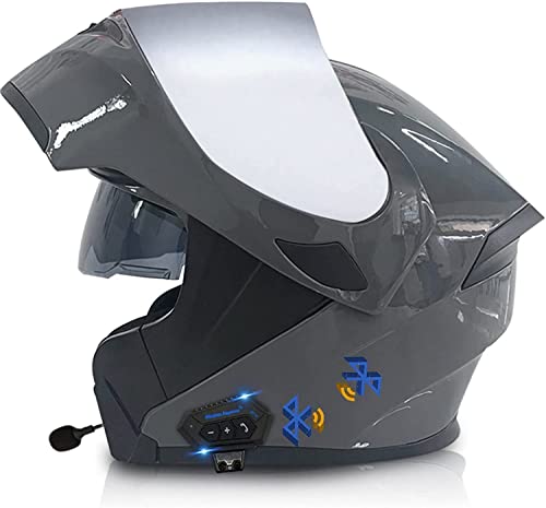 Klapphelm Modularer Motorradhelm,Integrierter Bluetooth Gegensprechanlage + FM Klapphelm Integralhelm,Vier-Jahreszeiten-Motorrad-Helm Für Männer Und Frauen,ECE-Zertifiziert