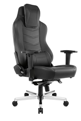 AKRACING Office Onyx Deluxe Gaming Stuhl mit 5 Jahren Herstellergarantie für PC/PS4/XBOX/Nintendo, Schreibtischstuhl mit Kissen, Echtes hochwertiges Leder - Schwarz