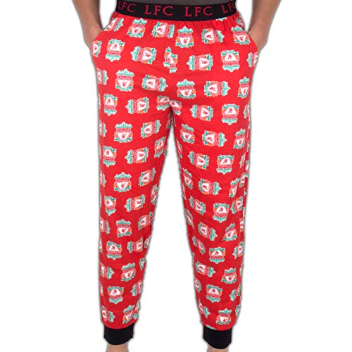 Liverpool FC Herren Lounge- und Pyjamahose mit Bund - 100% Baumwolle - Rot Mehrfarbig - XL