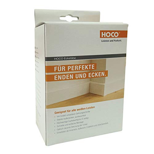 Hoco Eckstäbe, Ecktürme, Innenecken Außenecken aus Holz (lackiert) für weiße Sockelleisten, Inhalt: 15 Stück (105 x 22 x 22 mm (E7), weiss)