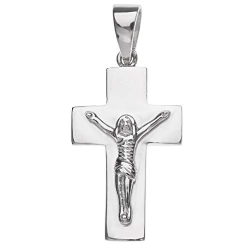Schmuck-Pur 925/- Sterling-Silber Kreuz Anhänger Kruzifix poliert rhodiniert