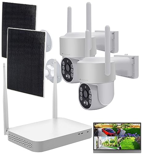 VisorTech Überwachung Kamera Sets: Funk-Überwachungsset Festplatten-Rekorder + 2X 2K-Pan-Tilt-Kamera, App (Überwachung Kamera Sets WLAN, Überwachung Kamera Sets außen, Bewegungsmelder)