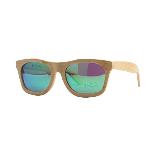 pandoo Bambus-Sonnenbrille mit Brillen-Etui | polarisiert & UV400 | verschiede Farben u verspiegelte Gläser, Damen, Herren, Unisex - Holz, UV-Schutz