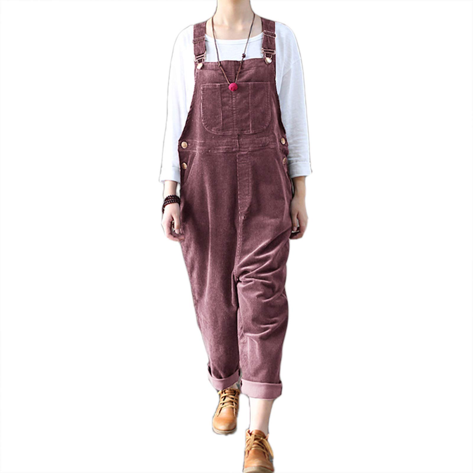 Damen Vintage Cord Overall Overall Herbst Winter Casual Verstellbarer Schultergurt Ärmellose Overalls Latzhose