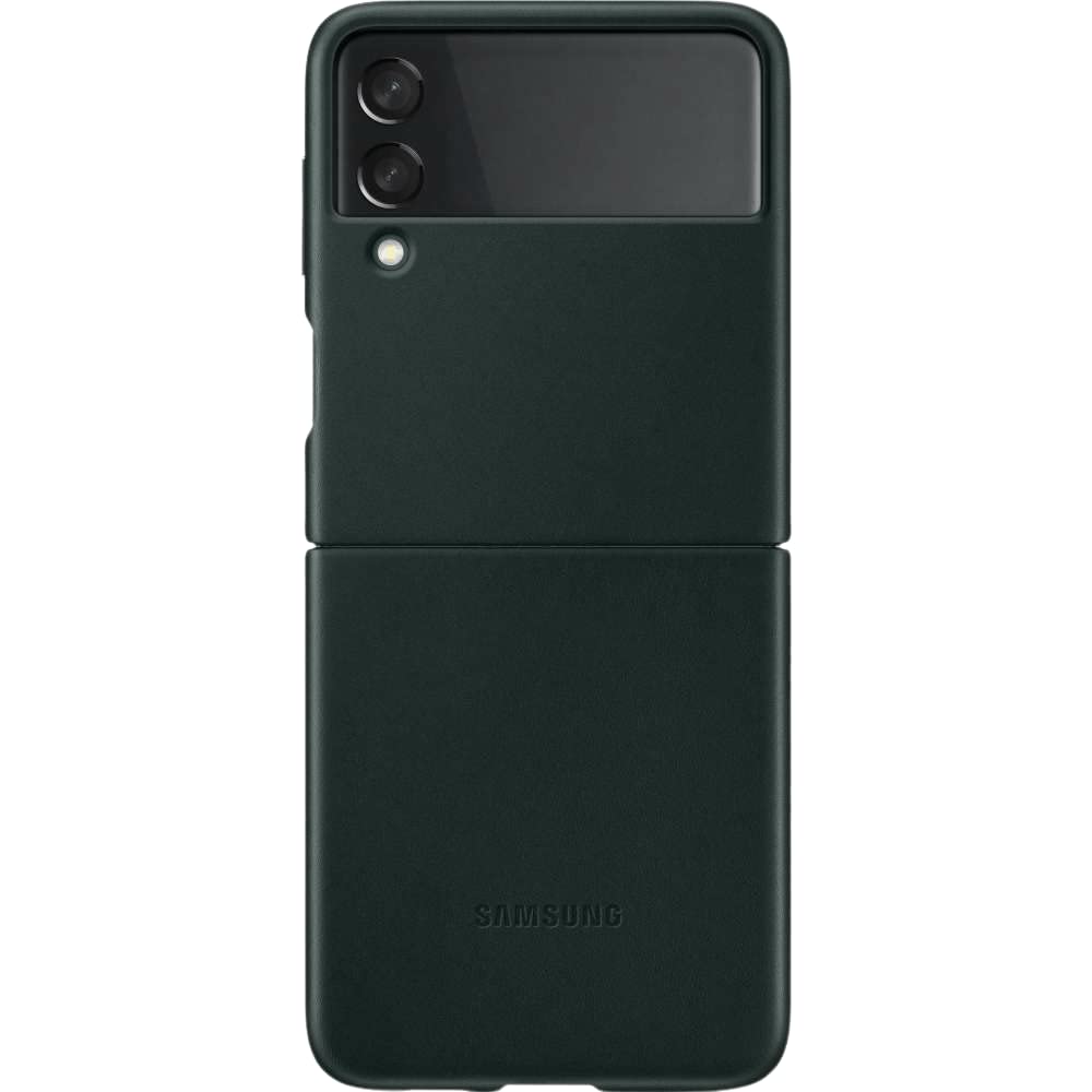 Samsung Leather Cover Smartphone Cover EF-VF711 für das Galaxy Z Flip3 5G, Handy-Hülle, echtes Leder, Schutz Case, stoßfest, premium, Grün