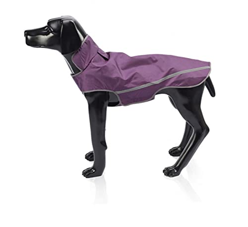 Verstellbare Oberbekleidung Für Hunde Regenmäntel wasserdichte Outdoor Jacke Mit Reflektierendem Streifen Und Leinenloch Für,Lila,L