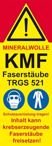 High Standard KMF Mineralwolle TRGS 521 Aufkleber XXL 50 Stück 30 x 11 cm