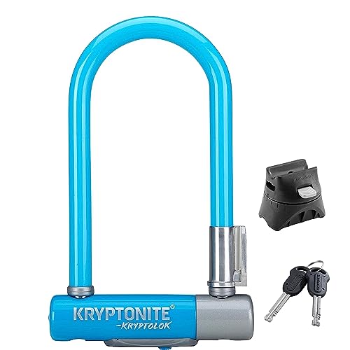 Kryptonite Kryptolok Mini-7 12,7 mm U-Lock Fahrradschloss mit FlexFrame-U Halterung, Unisex-Erwachsene, KryptoLok Mini-7, hellblau, 4" x 11.5" 12.7mm