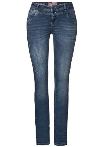 Street One Damen A375919 Jeanshose, Knitted mid Indigo wash, W29/L32