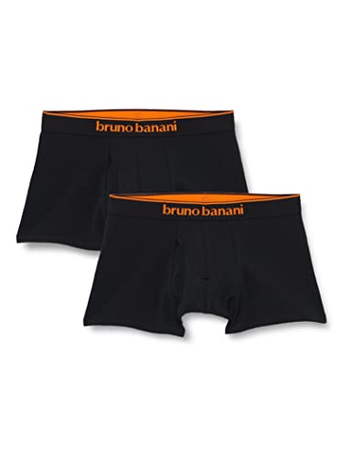 bruno banani Herren 2er Pack Boxershorts Baumwolle Unterhosen Männer (S-3XL) Quick Access Unterwäsche, schwarz/orange // schwarz/orange, L