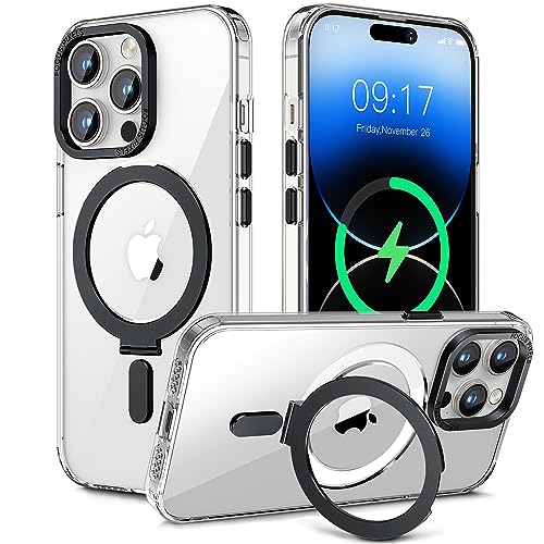 Hülle MagSafe für iPhone 14 Pro Max - 【Magnetisch Ständer Ring 】【Handyhülle Durchsichtig】【Kameraschutz Kratzfest】【 Stoßfest Case】 Schutzhülle Transparent für 14 Pro Max (6.7'')