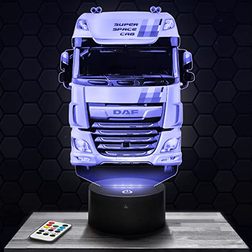 Nachttischlampe, Touch-Nachtlicht Camion Daf Truck 3D-LED-Lampe Illusion, Geschenkidee Weihnachten Geburtstag Junge und Mädchen Nachttischlampe Kinder- oder Erwachsenenzimmer
