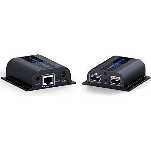 AGPtek LKV372PRO 60m HDMI Extender mit 2 HDMI-Ausgänge über Einziges CAT6/6a/7 Ethernet Kabel (1080p 3D, IR-Fernbedienung, Loop-out, 20-60KHz Frequenzbereich)