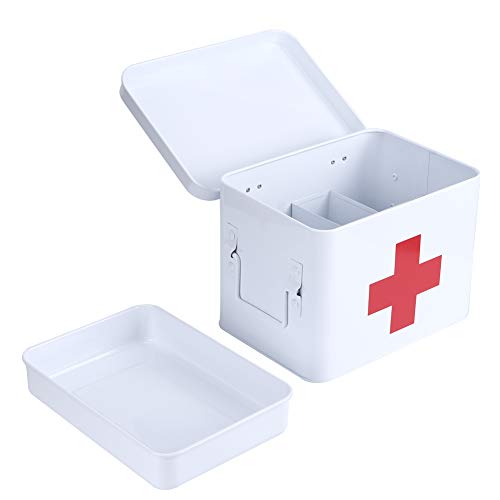 Yisentno Medizinform, 2-lagiger platzsparender tragbarer Medizinbox-Organizer, große Kapazität für Apothekenfamilien