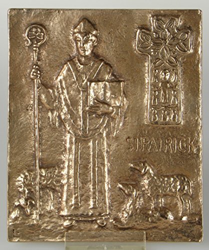 Bronze Relief Heiliger Patrick, 13x10 cm