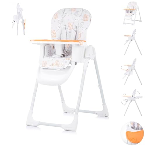 Chipolino, Kinderhochstuhl Sweety, Sitz verstellbar, klappbar, Sicherheitsgurt, Farbe:orange