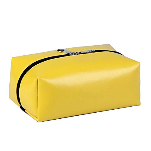 ZXGQF Tissue Box Soft Pu Reißverschluss Wasserdichter Papierhandtuchhalter Für Zuhause BüroAuto Dekoration Tissue Box Halter, Gelb