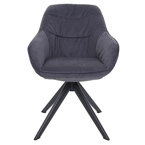 Esszimmerstuhl HWC-K28, Küchenstuhl Polsterstuhl Stuhl mit Armlehne, drehbar, Metall - Stoff/Textil grau