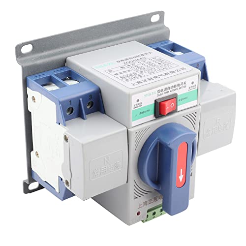 Automatischer Transferschalter, 220V 63A 2P Dual Power Automatischer Leistungsschalter Komplette Schutzfunktion Geräuscharmer Mini Dual Power Switch mit EPS-Schnittstelle ZGQ1M-63/2P