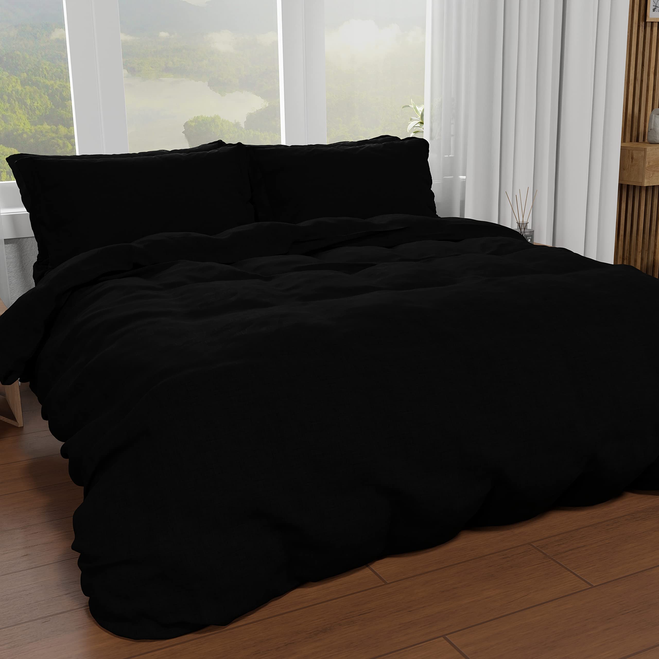 PETTI Artigiani Italiani - Bettbezug für Einzelbett, Bettbezug und Kissenbezüge aus Mikrofaser, einfarbig schwarz, 100% Made in Italy