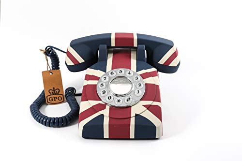 GPO 1950S Union Jack Retro Telefon mit Drücktasten und mit der britischen Flagge
