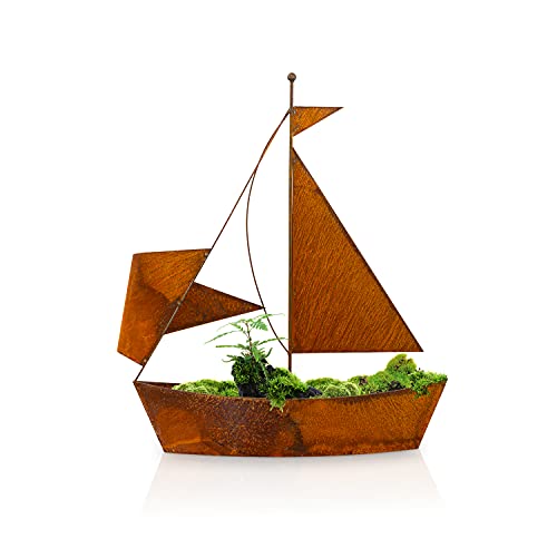 Blümelhuber Gartendeko Rostoptik Segelschiff - Rost Deko für Garten zum Bepflanzen - Maritime Edelrost Gartendeko