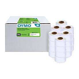 Adressetiketten Dymo® S0722360, 28 x 89 mm, für Internetmarken, permanenthaftend, Papier, weiß, 24 Rollen mit jeweils 130 Stück