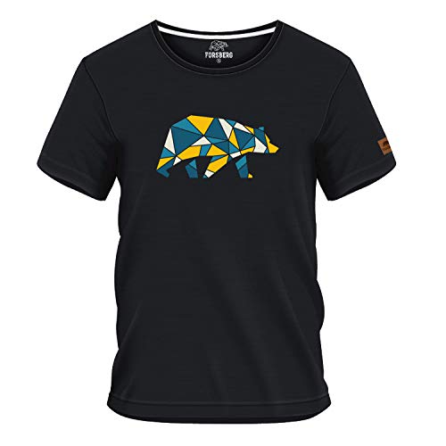 FORSBERG Espenson T-Shirt mit stylischem Bär Brustlogo Rundhals für Herren schwarz, Farbe:schwarz, Größe:M