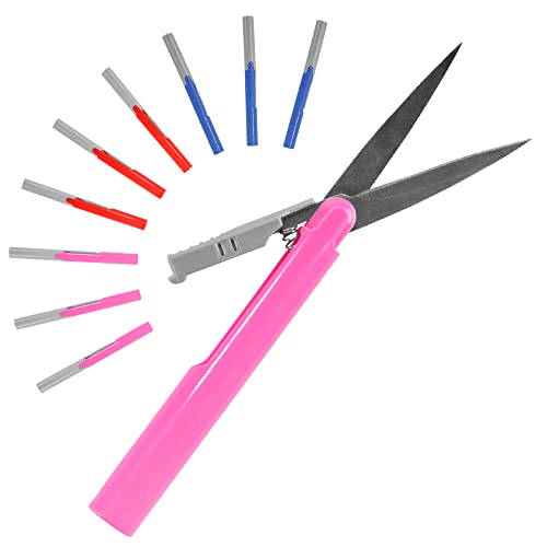 BambooMN Penblade tragbare Reiseschere, Stift-Stil, Pink, Rot und Dunkelblau, je 3 Paar
