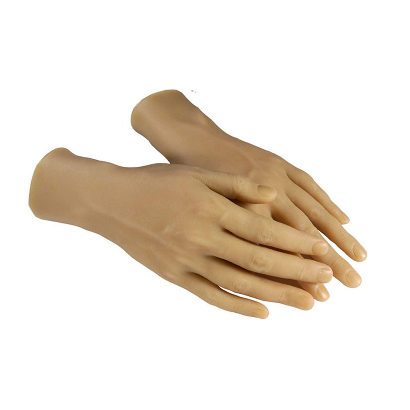1 Paar Silikon-Hand, Weibliche Schaufensterpuppe Hand Finger- und Handgelenkspositionierung mit Knochen, Textur und visuell lebensechter weizenfarbener weiblicher Modellhand,A left hand