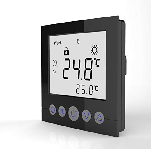 SM-PC®, Digital Thermostat Raumthermostat Fußbodenheizung Wandheizung LED schwarz matt #a22