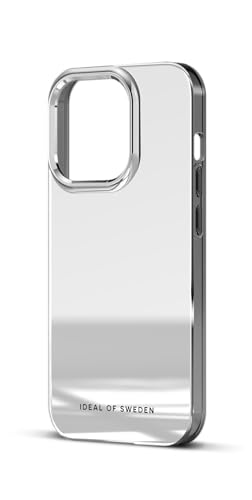 IDEAL OF SWEDEN Durchsichtige Handyhülle mit erhöhten Kanten und Nicht vergilbenden Materialien, fallgetesteter Schutz mit Spiegel Finish, kompatibel mit iPhone 15 Pro (Silber Mirror)