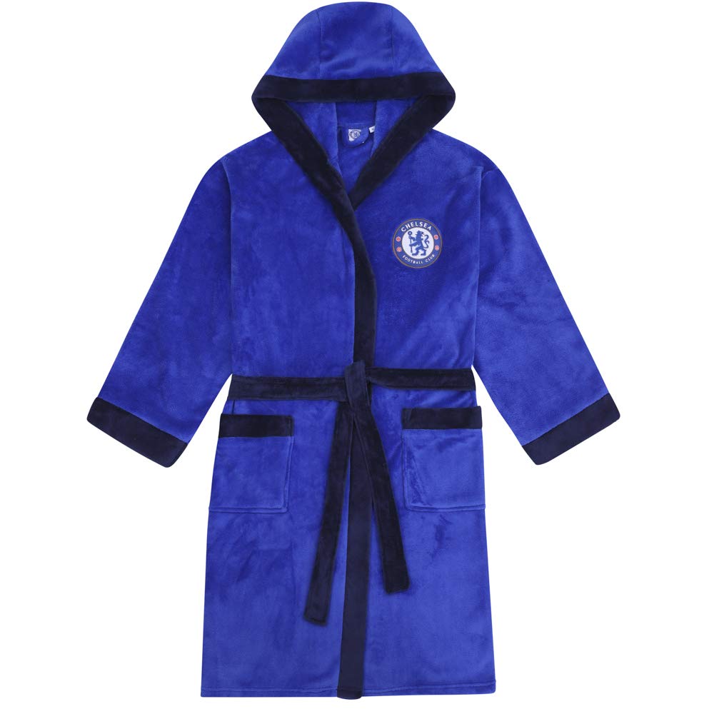 Chelsea FC - Herren Fleece-Bademantel mit Kapuze - offizielles Merchandise - Geschenk - Royalblau - S