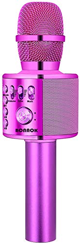 BONAOK Drahtloses Bluetooth-Karaoke-Mikrofon, tragbares 3-in-1-Karaoke-Handmikrofon Geburtstagsgeschenk Home-Party-Lautsprecher für iPhone, für Android, für iPad, PC-Smartphone (Lila)