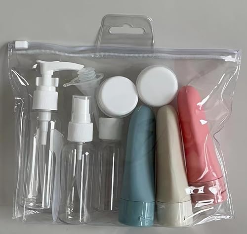 YRUISI 11-teiliges Set Kosmetik Reiseflasche Silikon Reiseflaschen Nachfüllbar Reise Flüssigkeitsbehälter Set Verschiedene Stile Reiseflaschen Für Toilettenartikel Aufbewahrung Kosmetik (Typ D)