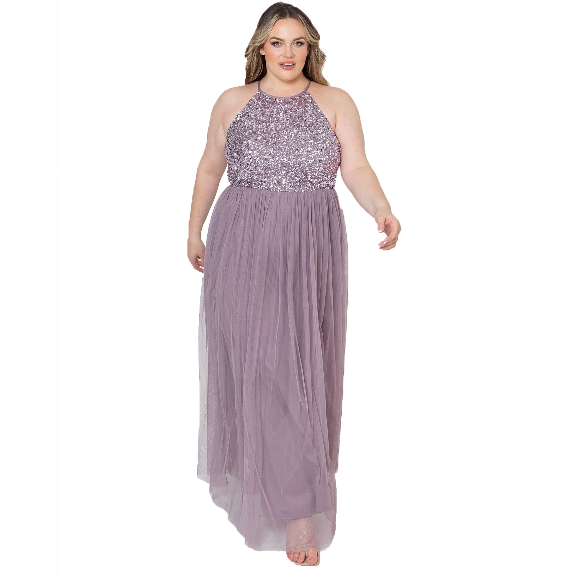 Maya Deluxe Damen Rl004 Mm Bridesmaid Dress, Moody Lilac, 38 EU