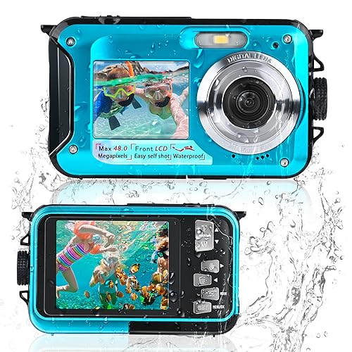 Unterwasserkamera, Comius Sharp Wasserdichte Digitalkamera 10ft 1080P Full HD 30MP Autofocus Anti Shake Kompaktkamera mit 32G Speicherkarte für Skifahren Surfen Tauchen (Blau)