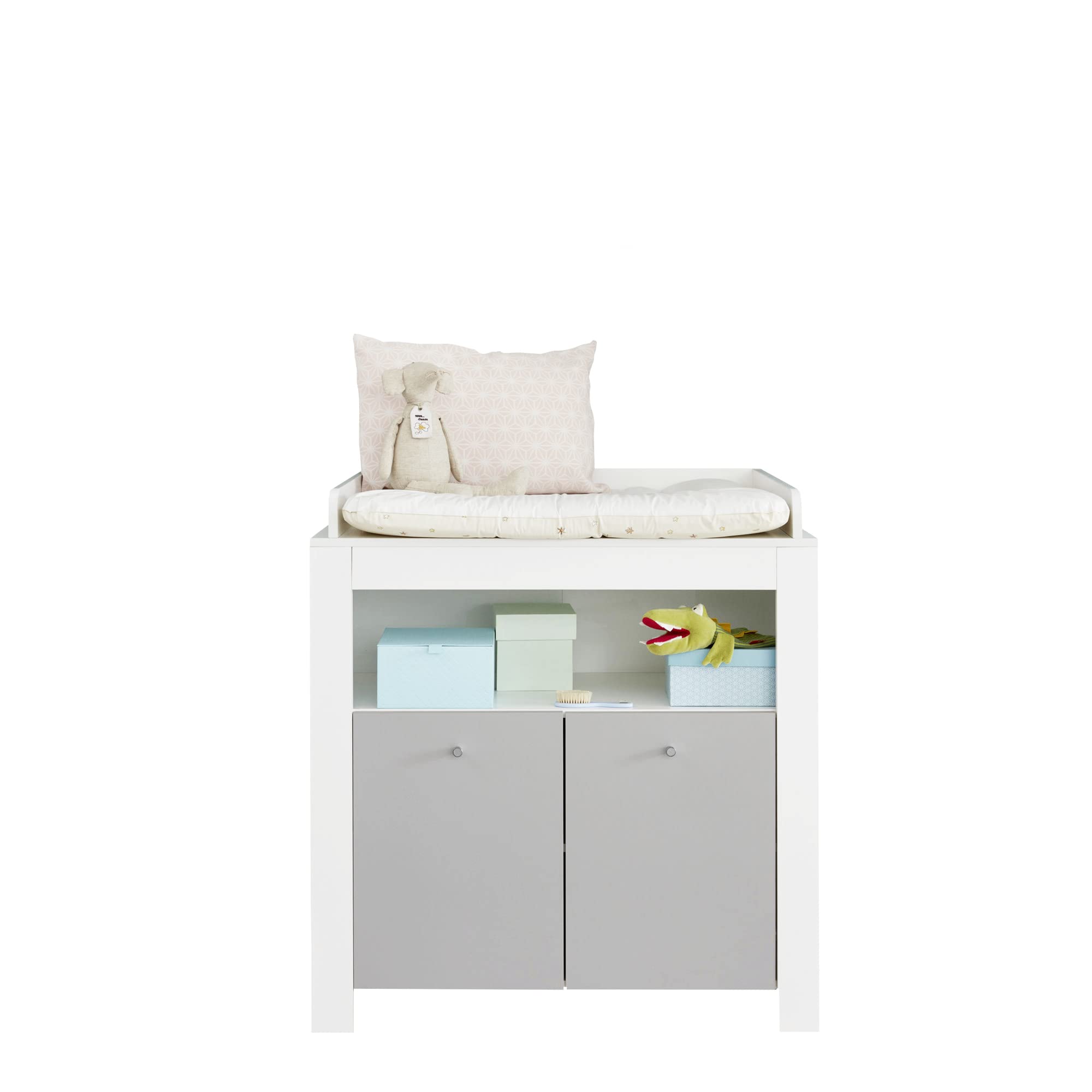 trendteam smart living - Wickelkommode Kommode - Babyzimmer - Pia - Aufbaumaß (BxHxT) 96 x 103 x 69 cm - Farbe Weiß mit Lichtgrau - 187463203