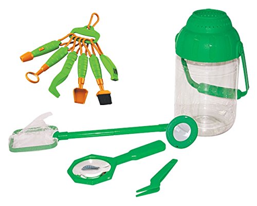 EDU-TOYS Outdoor Tierbetrachtung Set 4teilig Lupeneimer mit Kescher, Pinzette und extra Entdeckerwerkzeug und Lupenheft