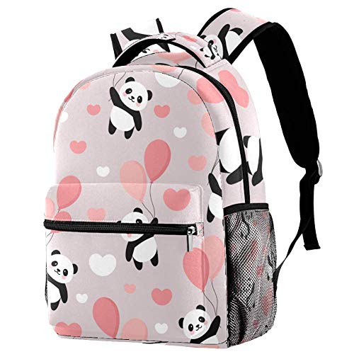LORVIES Rucksack Pandabären und Luftballons, lässiger Rucksack, Schulterrucksack, Büchertasche für Schule, Studenten, Reisetaschen
