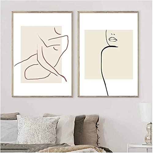 Drucke für Wände 2x50x70cm ohne Rahmen Grafik Abstract Sexy Frau Körper Fine Line Art Druck Neutrale Wandbilder Minimalist Poster Decor