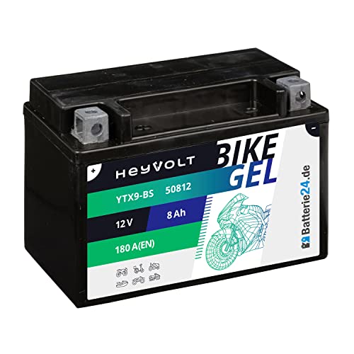 HeyVolt GEL Motorradbatterie 12V 8Ah YTX9-BS 50812 GTX9-BS FTX9-BS CTX9-BS, ETX9-BS