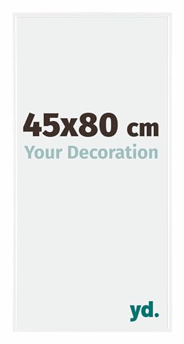 yd. Your Decoration - 45x80 cm - Bilderrahmen von Kunststoff mit Acrylglas - Ausgezeichneter Qualität - Weiss Hochglanz - Antireflex - Fotorahmen - Evry.